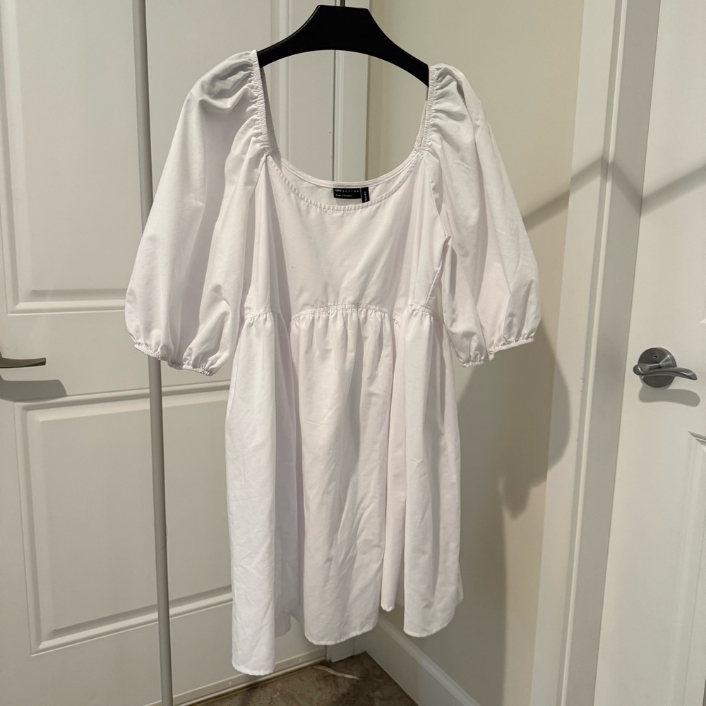 Asos White Puff Sleeve Dress size us4